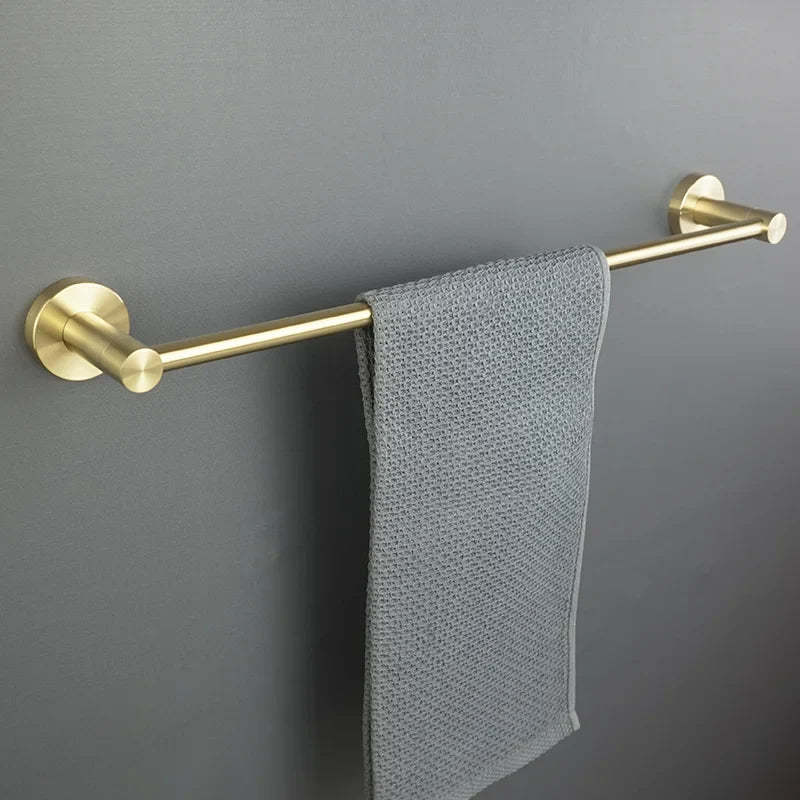 Afralia™ Brushed Gold Bath Hardware Set: Paper Holder, Towel Bar, Robe Hook - Wall Mount Bathroom Accessories