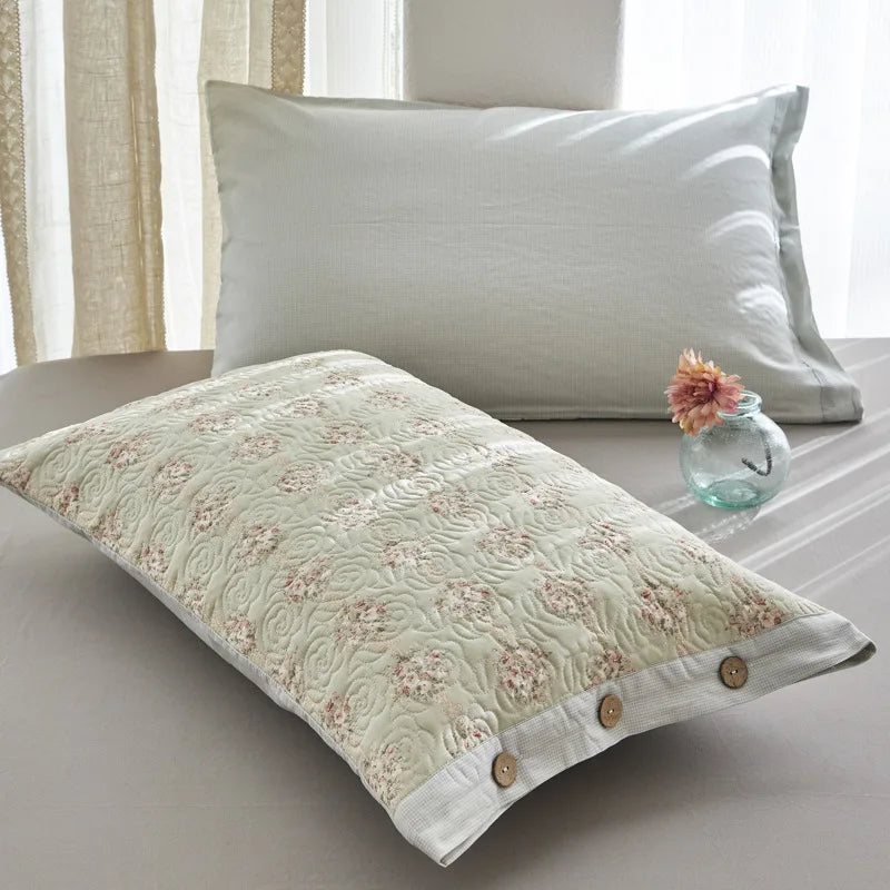 Afralia™ Quilted Cotton Pillowcase: Double-Sided, Cozy, Button Lock, Skin-Friendly, Printed Home Textile