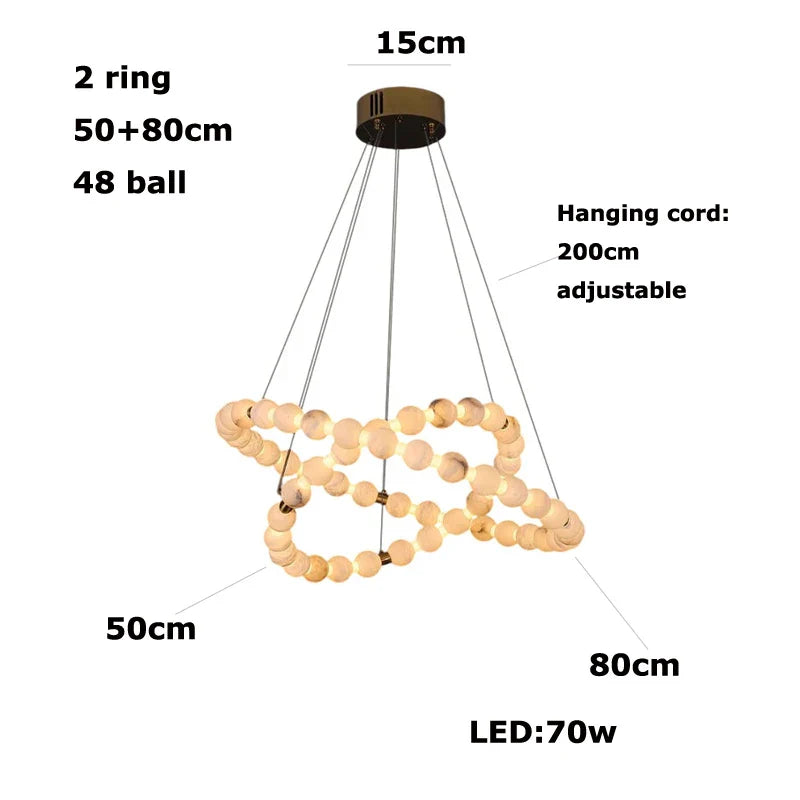 Afralia™ Alabaster Marble Pearl Drop LED Chandelier for Foyer Villa