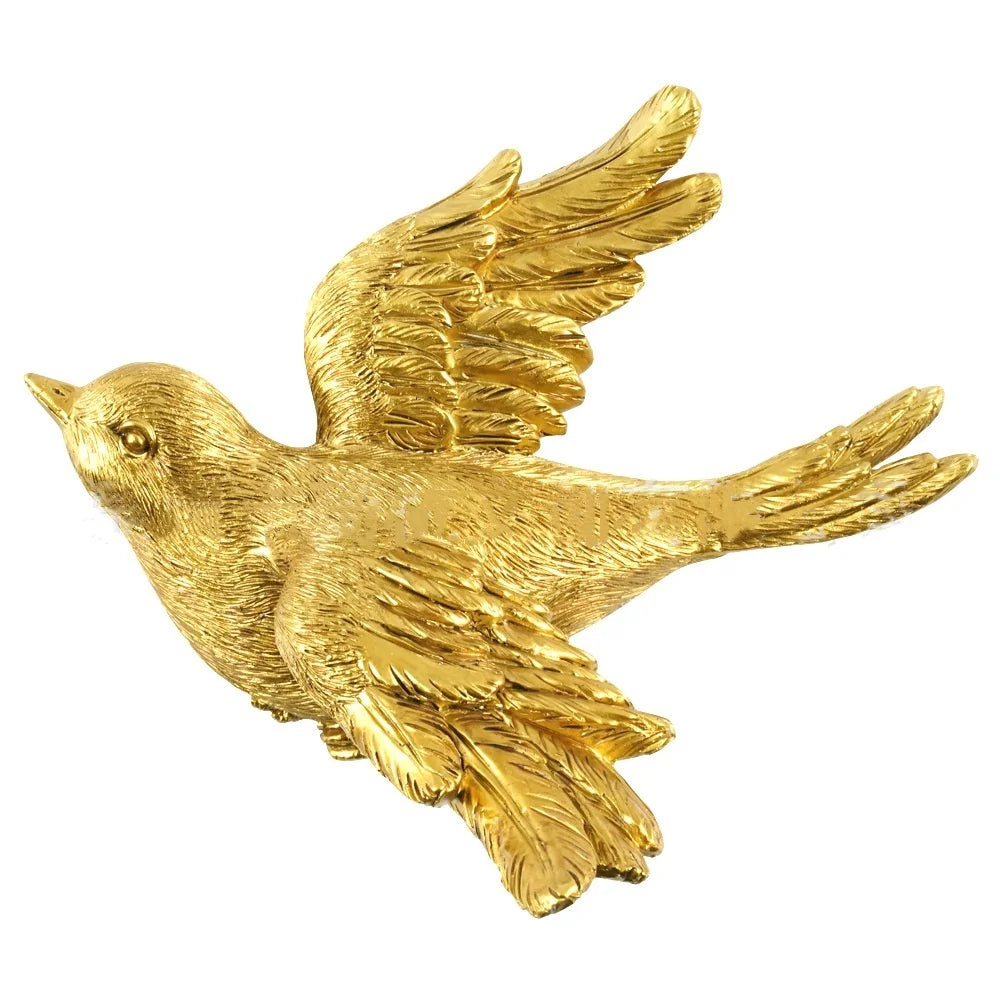 Afralia™ Golden Bird & Butterfly Resin Wall Decoration Statues
