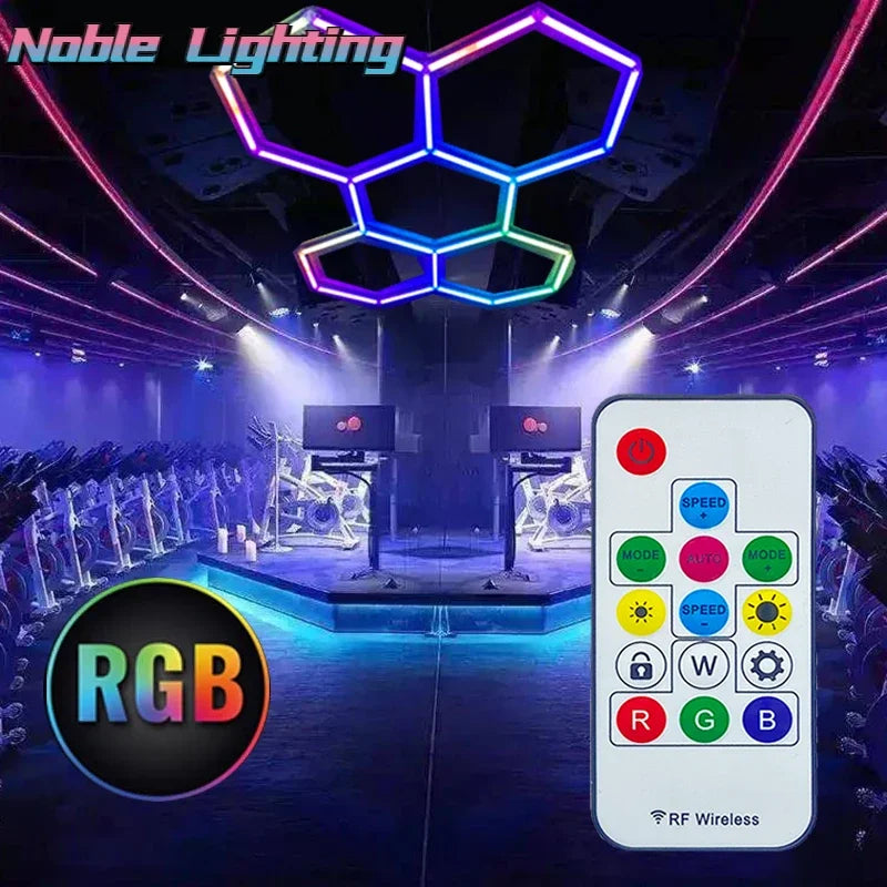 Afralia™ RGB Hexagon LED Lighting Kits: Hundreds of Effects for E-sports Room, Gym or Dance Hall