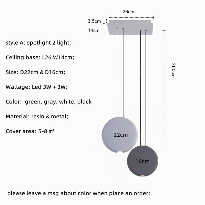 Afralia™ Nordic Bar Modern LED Pendant Light Resin Lustre Dining Room Hanging Lamp