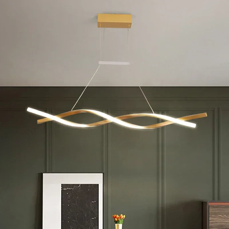 Afralia™ Wave LED Pendant Light for Office Kitchen Dining Bedroom Island Lighting