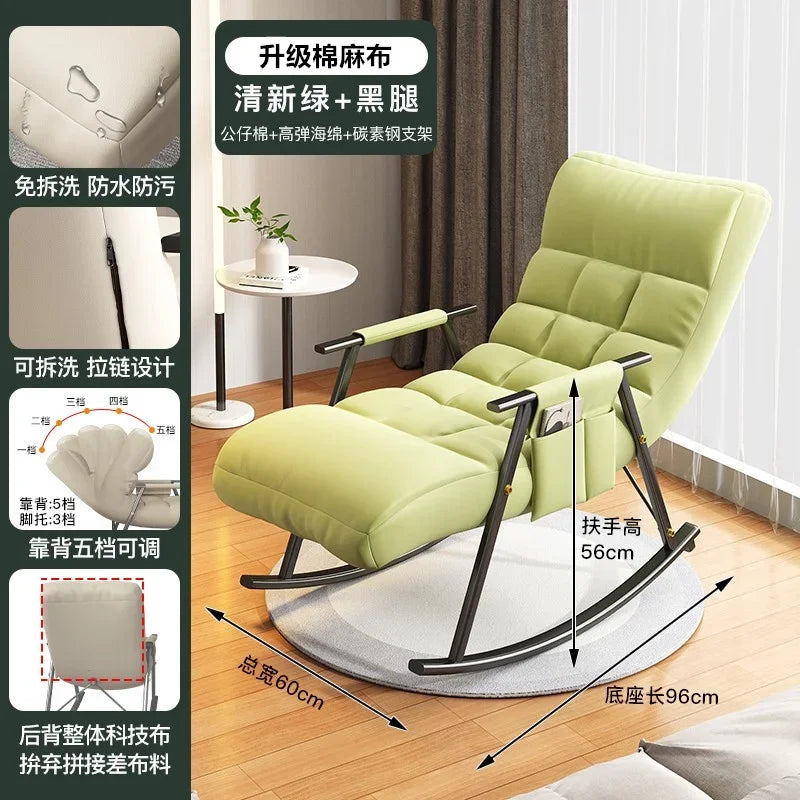 Afralia™ Nordic Rocking Chair Recliner, Adult Single Sofa for Home Balcony Leisure
