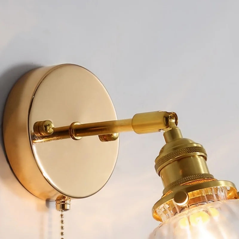 Afralia™ Rotatable LED Wall Sconce Clear Glass Reading Lamp with Pull Chain Switch