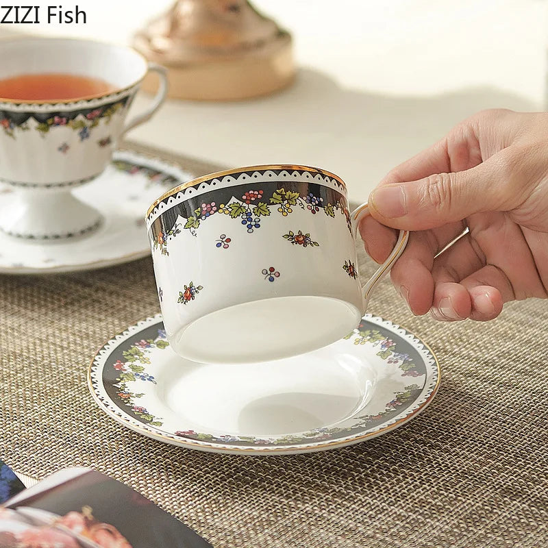 Afralia™ Fairy Tale Flower Ceramic Cup & Saucer Set for Dining Table Tea & Coffee