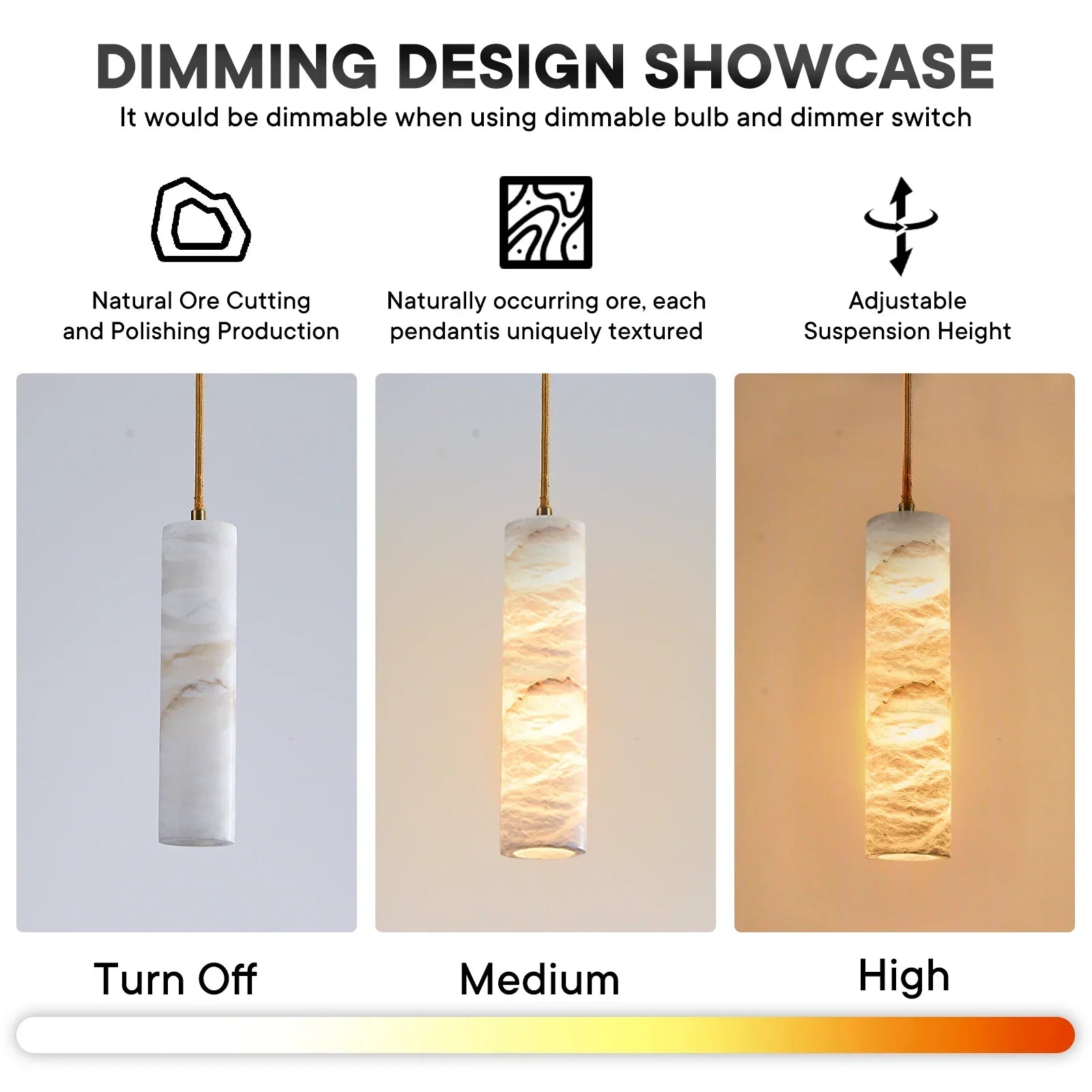 Afralia™ Alabaster Chandelier with Marble Shade Light Fixture for Bedroom