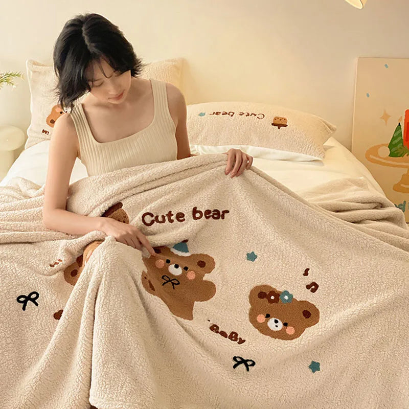 Afralia™ Cozy Teddy Fleece Blanket - Luxury Bedspread for All Seasons