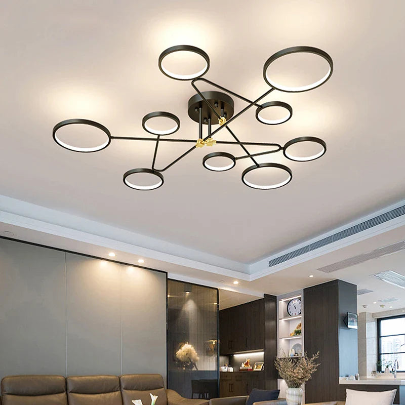 Afralia™ Modern Minimalist LED Ceiling Lights, Gold & Black Metal, 3 Color Temperatures