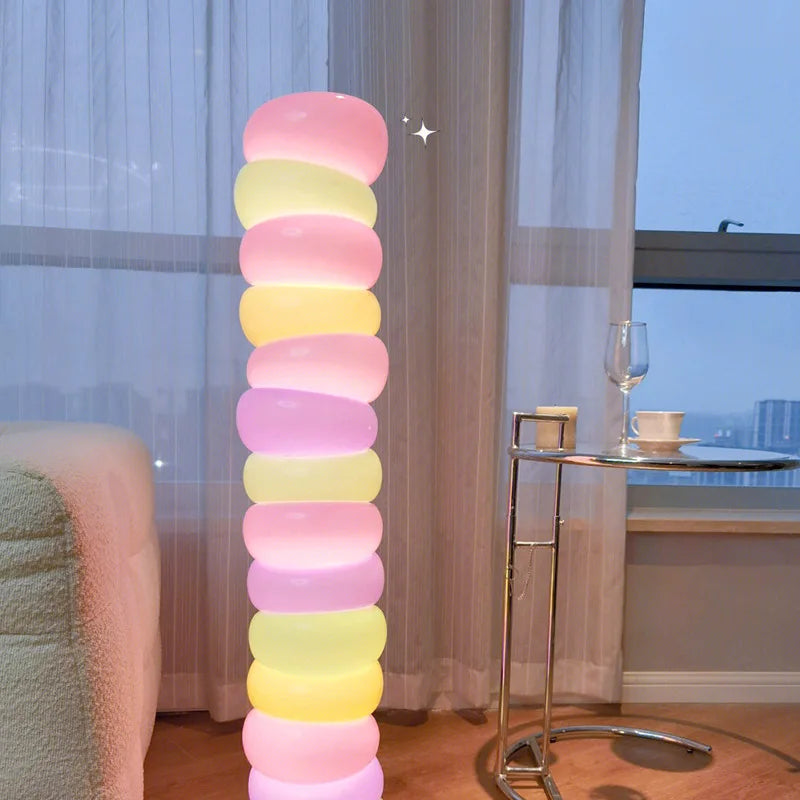 Afralia™ Rainbow Gourd Floor Lamp for Vibrant Bedroom & Living Room Ambience