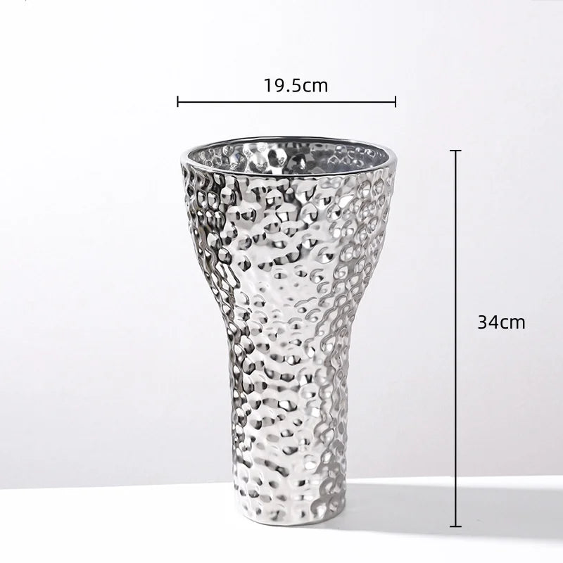 Afralia™ Golden Ceramic Geometric Honeycomb Vase - Home Decoration Accessory