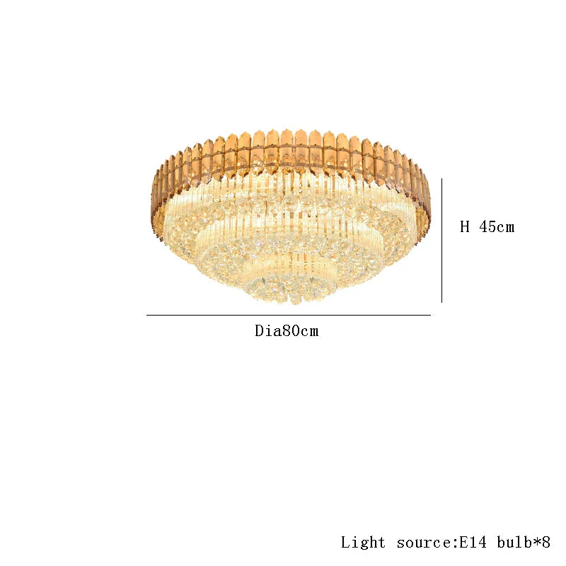 Afralia™ Amber Crystal Round Chandelier: Nordic Large Multiple Tier Ceiling Light for Living Room