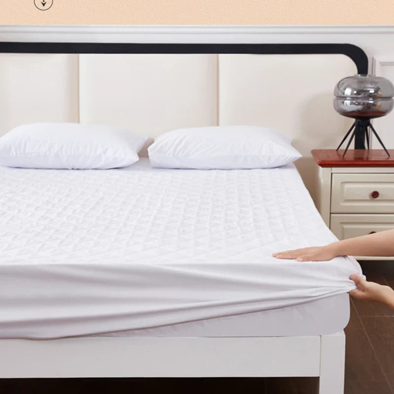 Afralia™ Quilted Waterproof Fitted Mattress Cover | Queen King Size White Bedsheet