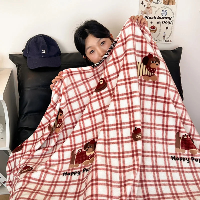 Afralia™ Double-Sided Thin Velvet Printed Blanket for Adults - Spring Autumn Bedding & Sofa Decor