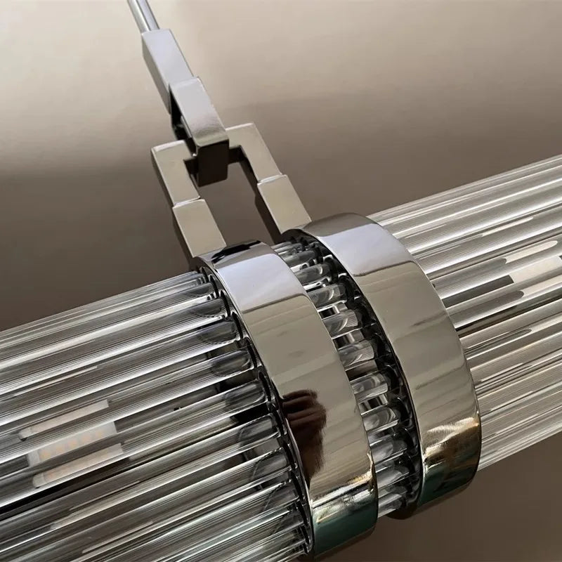 Afralia™ Stainless Steel Glass Ceiling Chandelier for Dining Table Elegant Home Decor