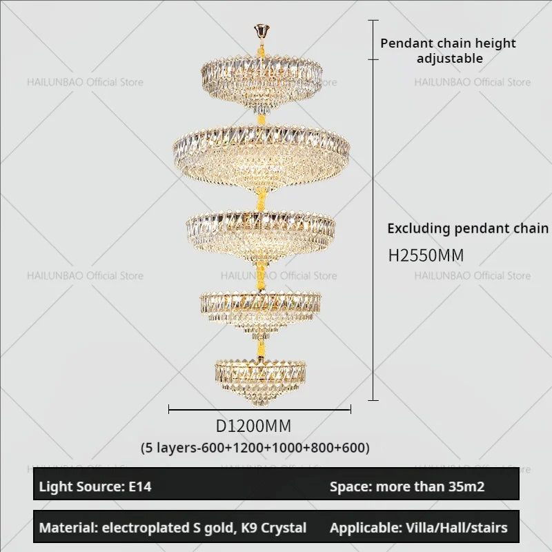 Afralia™ Crystal Living Room Chandelier: Modern Luxury High-Rise Villa Personality Creative Hotel Décor