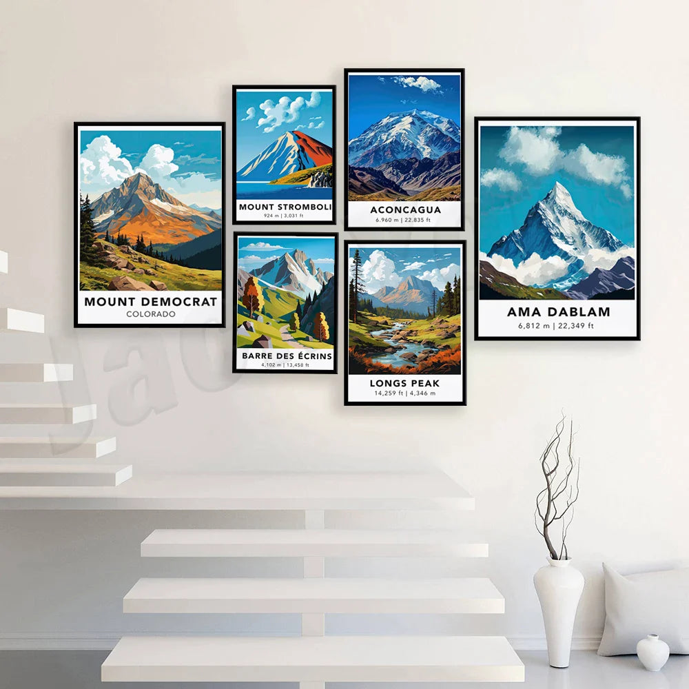 Afralia™ Mountain Adventure Travel Posters Collection