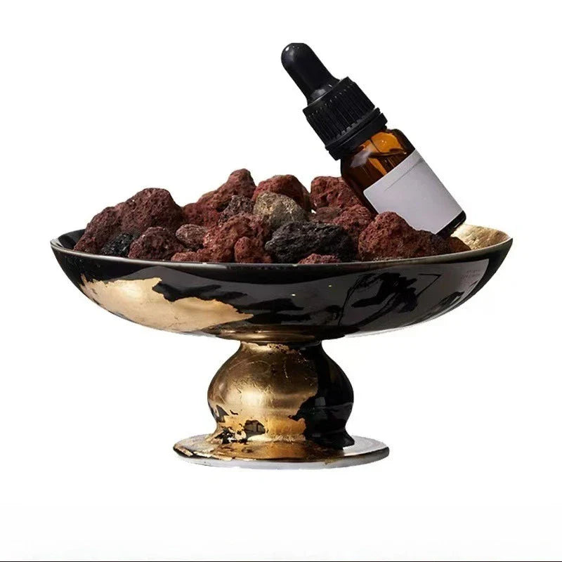 Afralia™ Ceramic Tray Aroma Diffuser High-legged Gold Plate Home Decor