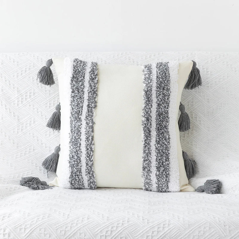 Afralia™ Bohemian Tufted Tassel Pillow Case - Geometric Nordic Style Sofa Cushion