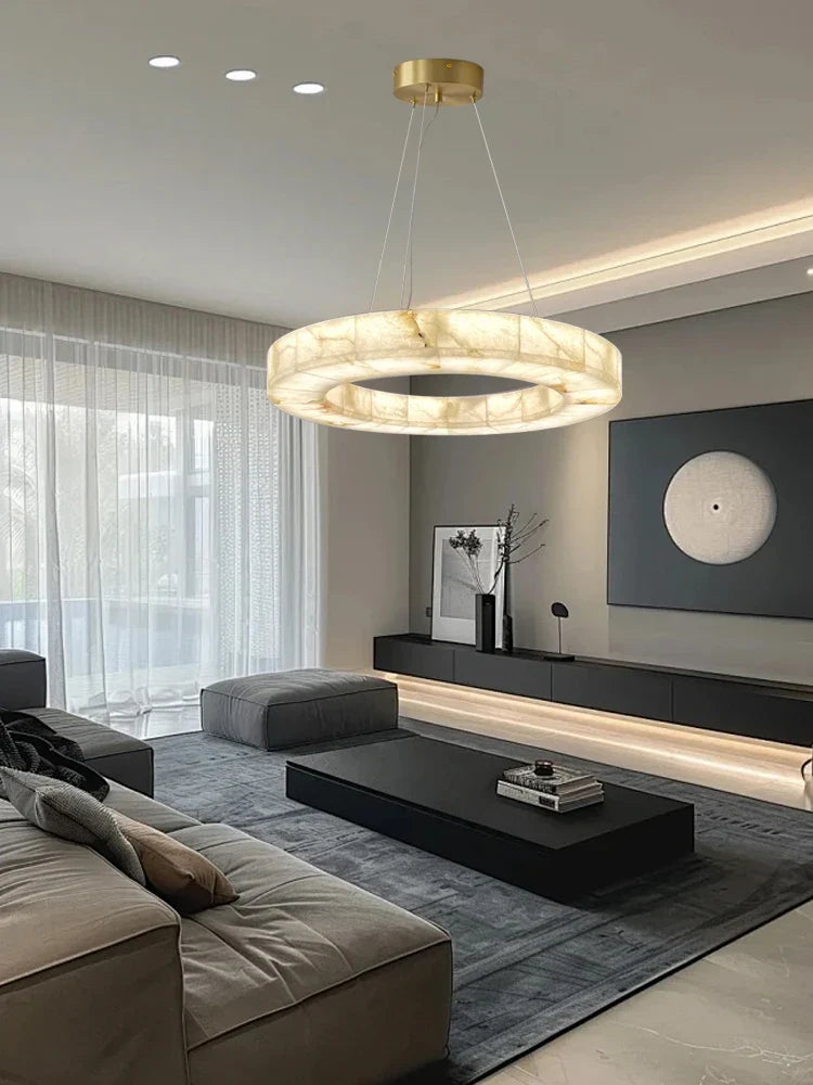 Afralia™ Modern Marble Chandelier - Luxury LED Hanging Lamps for Living Room