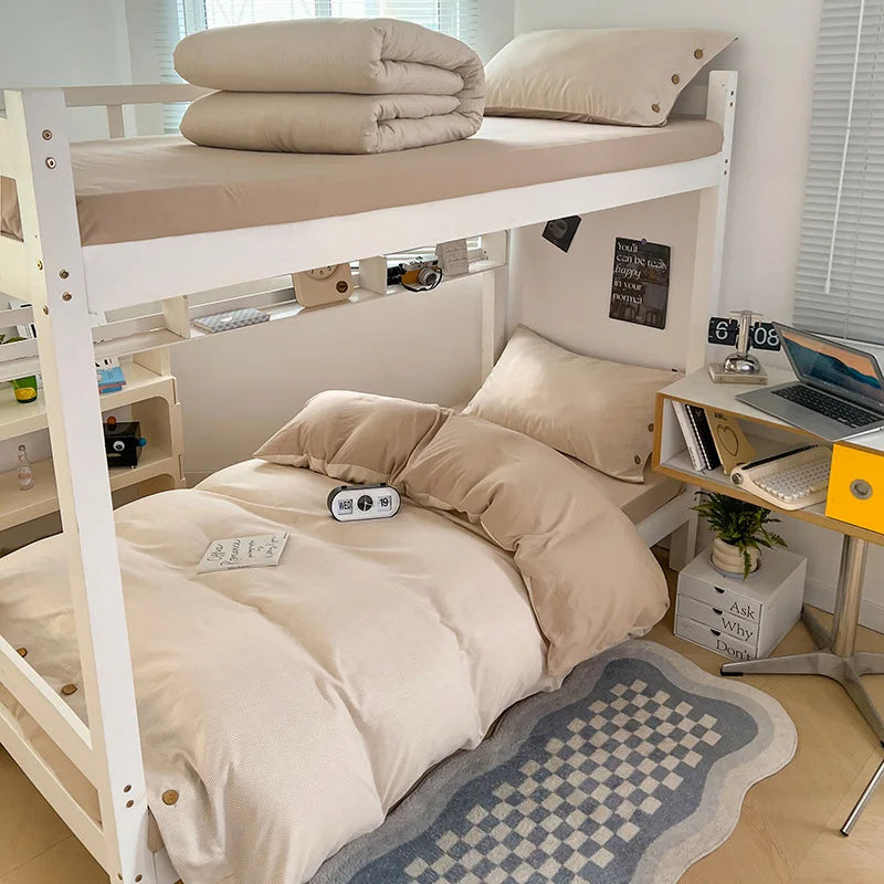 Afralia™ Nordic Solid Color Fitted Sheet Bedding Set - Skin Friendly & All Season Bed Linens