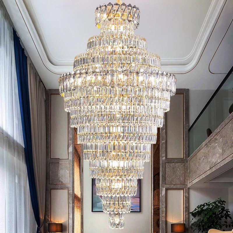 Afralia™ Crystal Chandelier: Penthouse Light Luxury for Villa Livingroom, Rotating Staircase Atmosphere