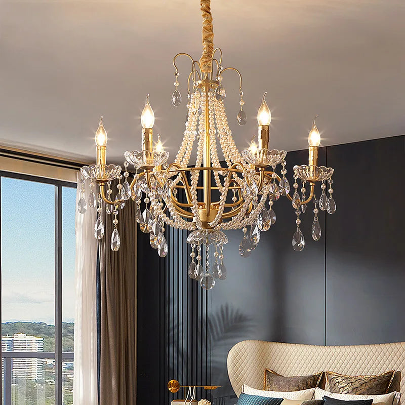 Afralia™ Retro Pearl Chandelier for Elegant Living Spaces