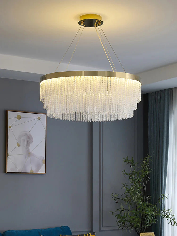 Afralia™ Twisted Crystal Ceiling Chandelier: Luxury Pendant Light for Dining & Living Room.