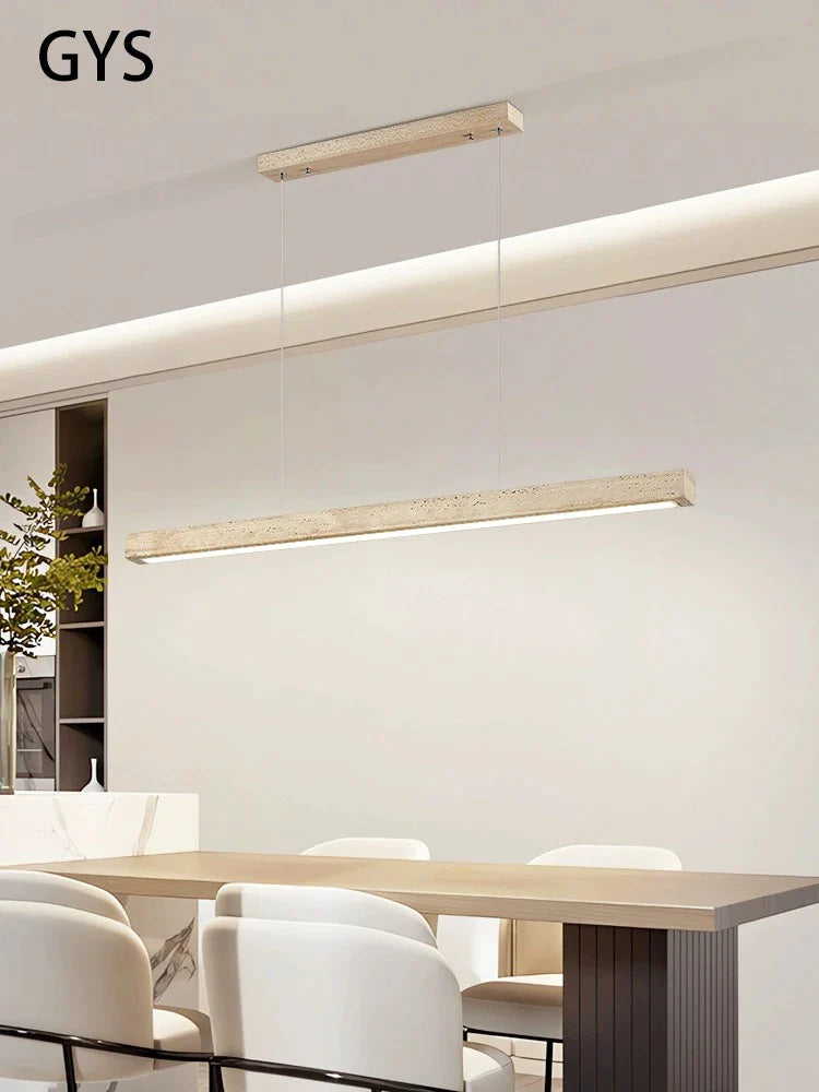 Afralia™ Stone Long Strip LED Pendant Chandelier for Dining Office Living Room Office