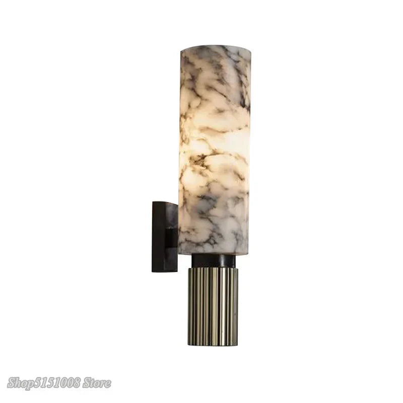 Afralia™ Dolomite Marble Wall Light Modern Art Nordic Living Room Bedroom Wall Sconce