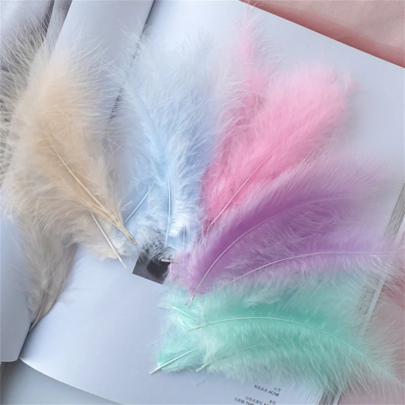 Afralia™ Woolly Hairs Turkey Feather Pheasant White Colorful Feathers for Crafts.