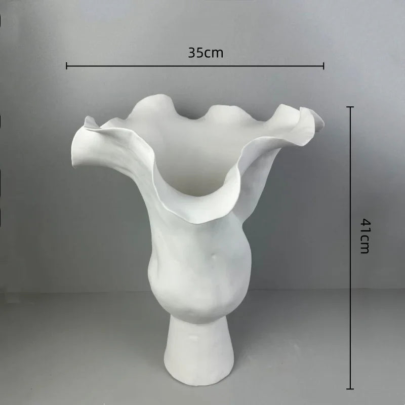 Afralia™ White Ceramic Tulip Vase for Floral Arrangement and Home Decoration