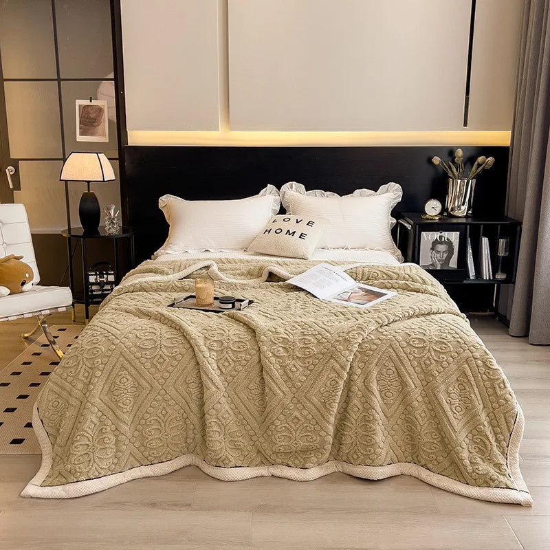 Afralia™ Soft Velvet Blanket: Thick Coral Fleece, Multi Functional Sofa Cover for Winter