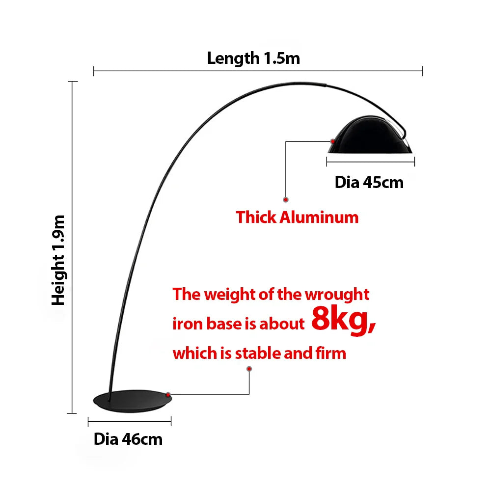 Afralia™ Aluminum Shade Black LED Floor Lamp for Living Room & Bedroom