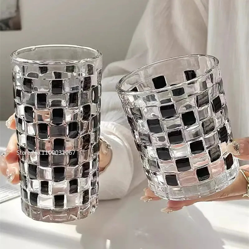 Afralia™ Black Rattan Frame Glass Cups Set - High-Value Drinkware Gift