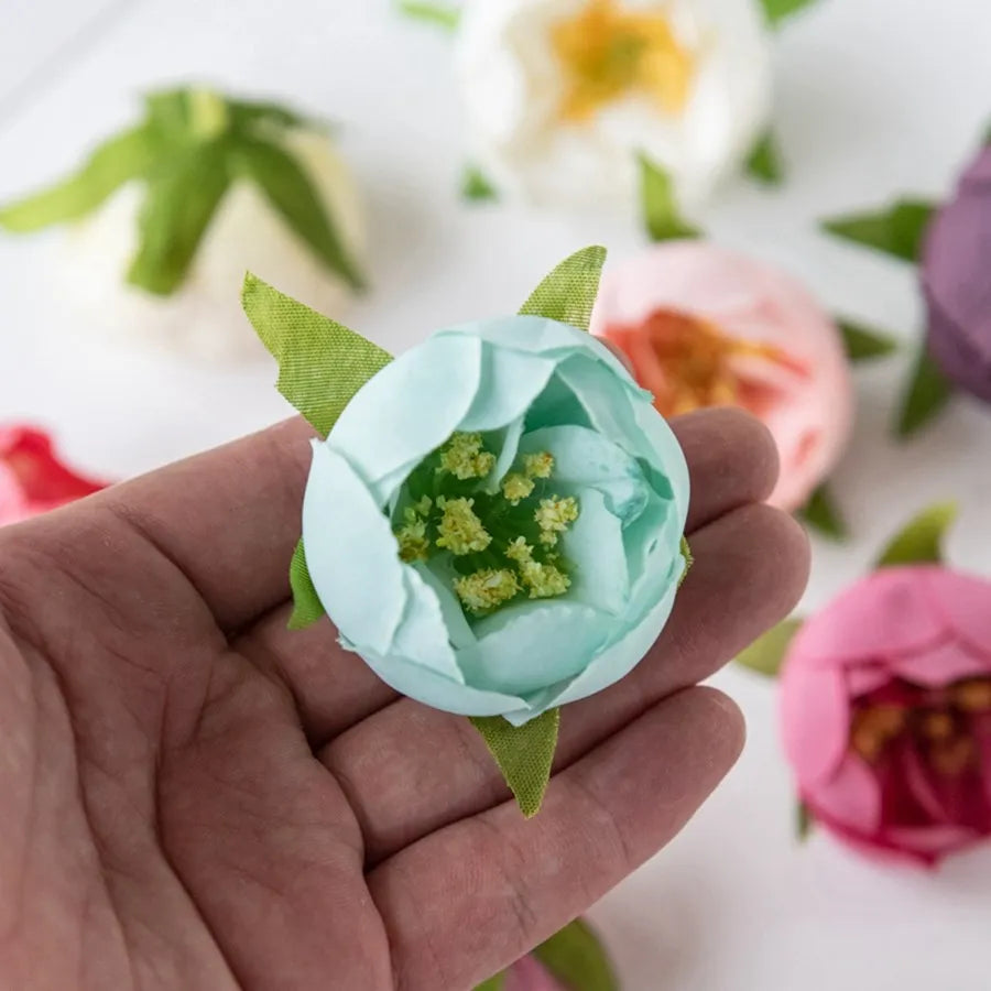 Afralia™ Silk Rose Head Tea Bud Flower for Wedding Home Christmas DIY Decoration