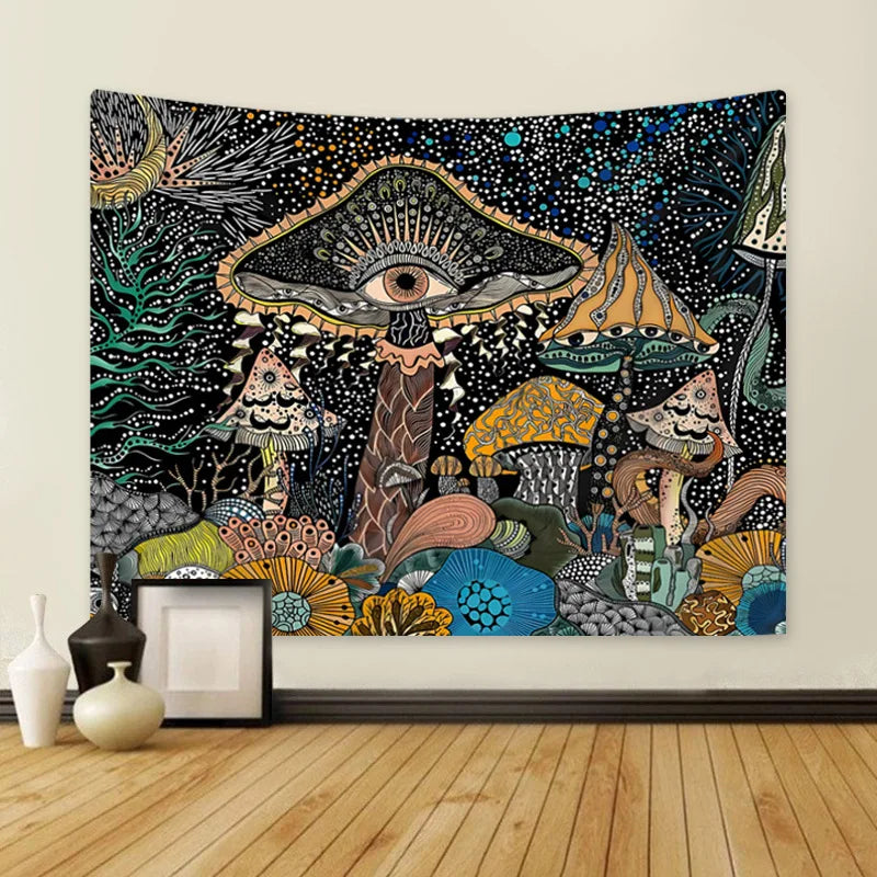 Afralia™ Mushroom Eye Tapestry Sea Life Wall Hanging: Boho Peacock Decor & Abstract Ocean Background