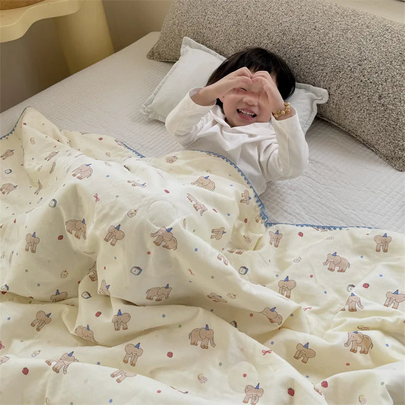 Afralia™ Kids Cartoon Printed Cooling Summer Blanket - Soft Lightweight Comforter
