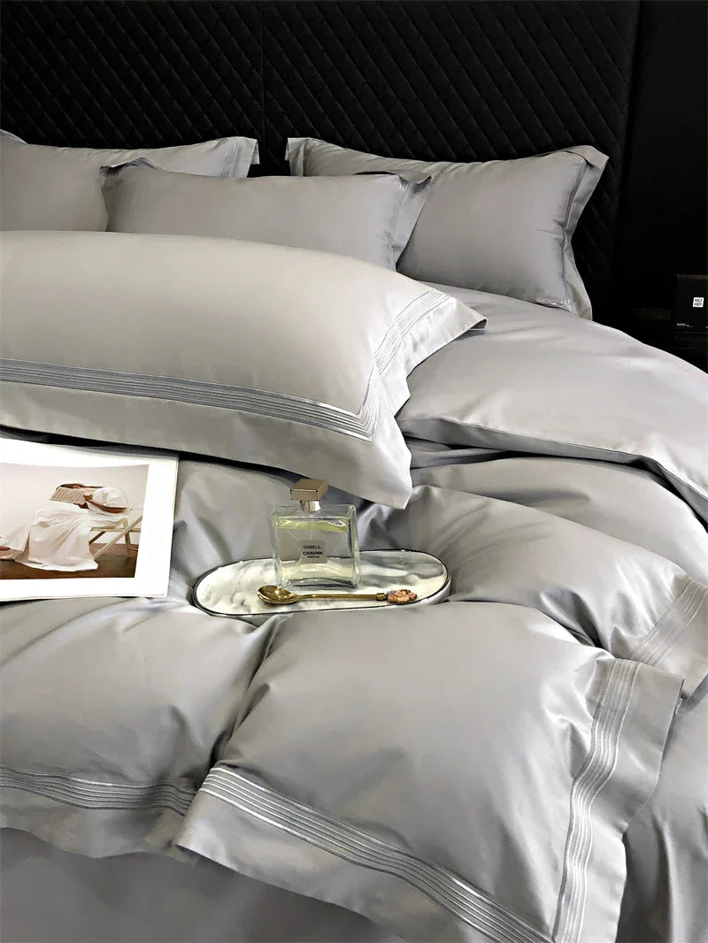 Afralia™ Luxury Embroidered Egyptian Cotton Bedding Set