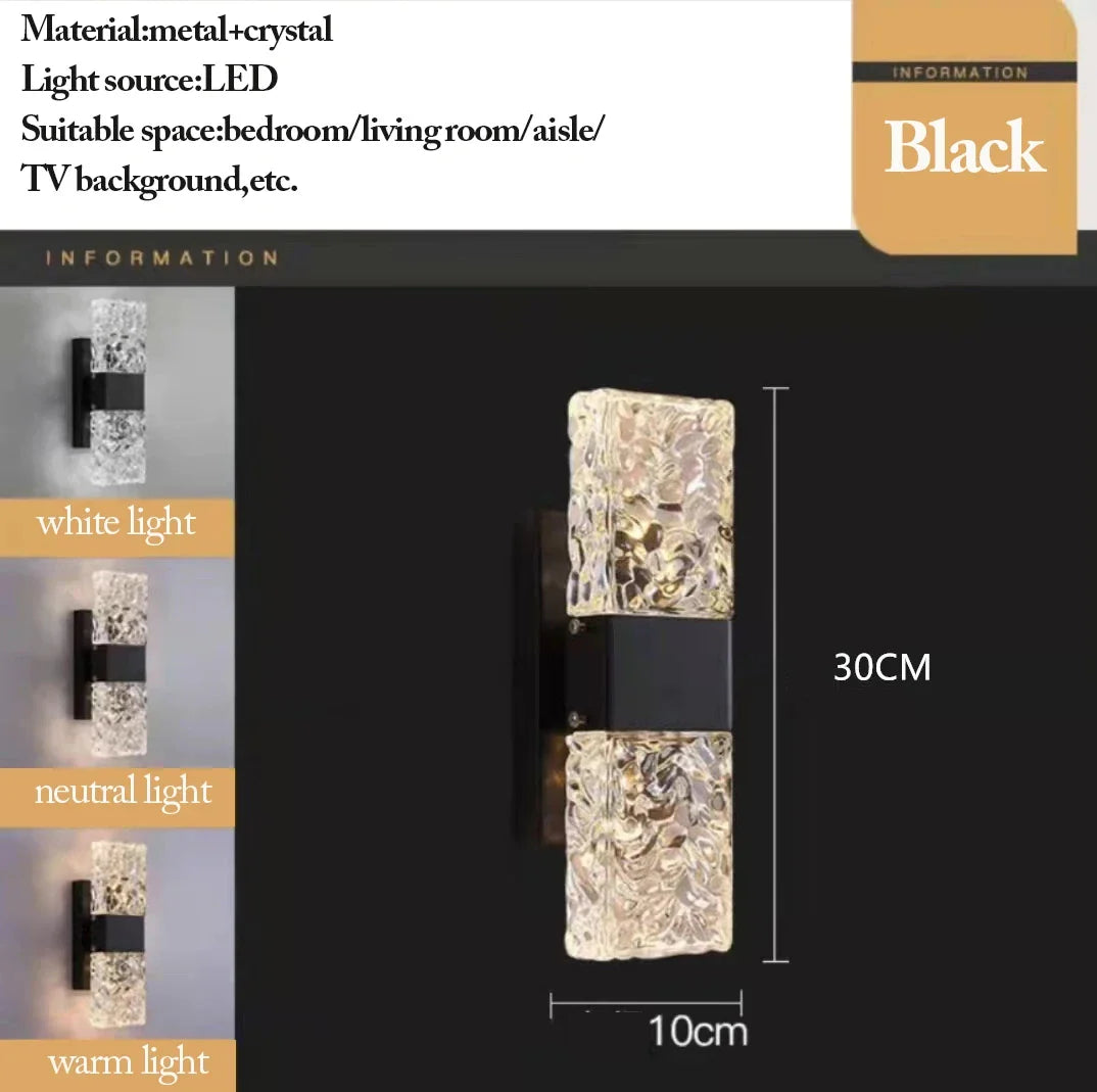Afralia™ Crystal Nordic LED Wall Lamps | Modern Corrugated Sconces for Home Decor