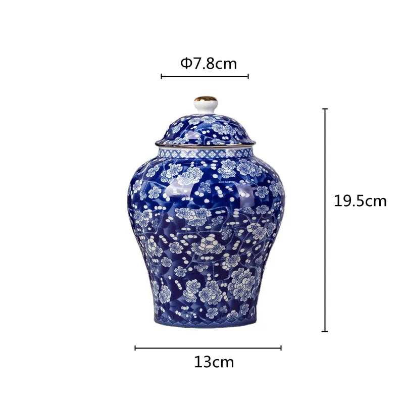 Afralia™ Blue & White Porcelain Tea Pot Sealed Storage Container