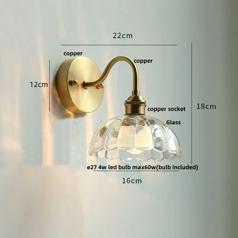Afralia™ Crystal LED Wall Sconce Brass Mirror Light Modern Nordic Pull Chain Switch