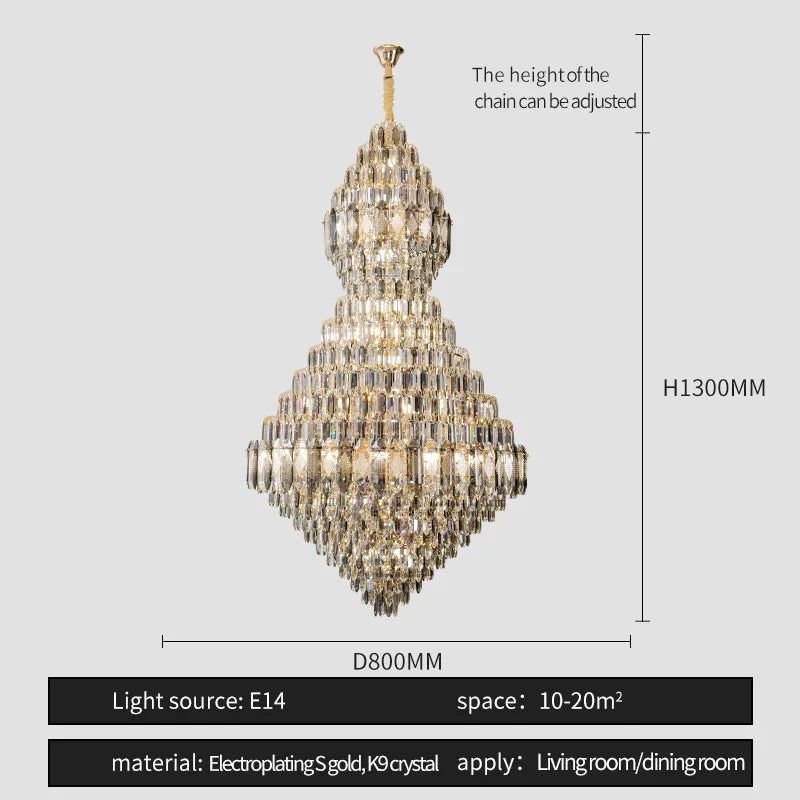 Afralia™ Crystal Chandelier LED Light for Luxurious Living Room, Staircase, and Exhibition Hall