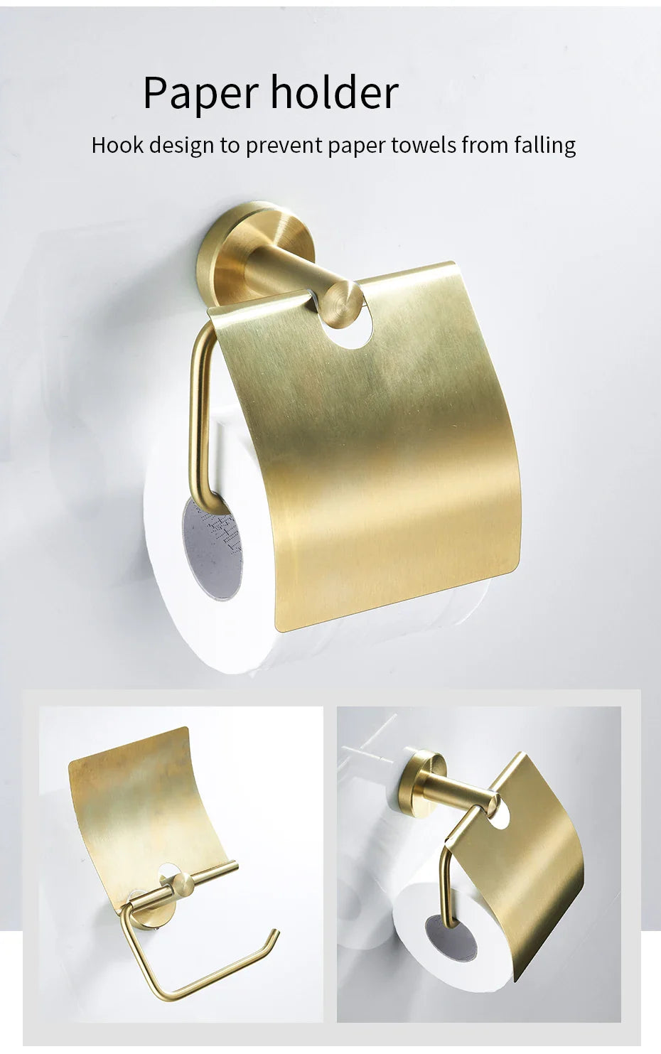 Afralia™ Golden Swan Bath Hardware Set: Towel Rack, Toilet Paper Holder, Tissue Roll Holder
