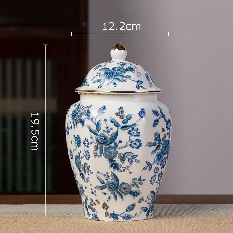 Afralia™ Blue White Porcelain Tea Canister Organizer Box Coffee Container Caddy Jar