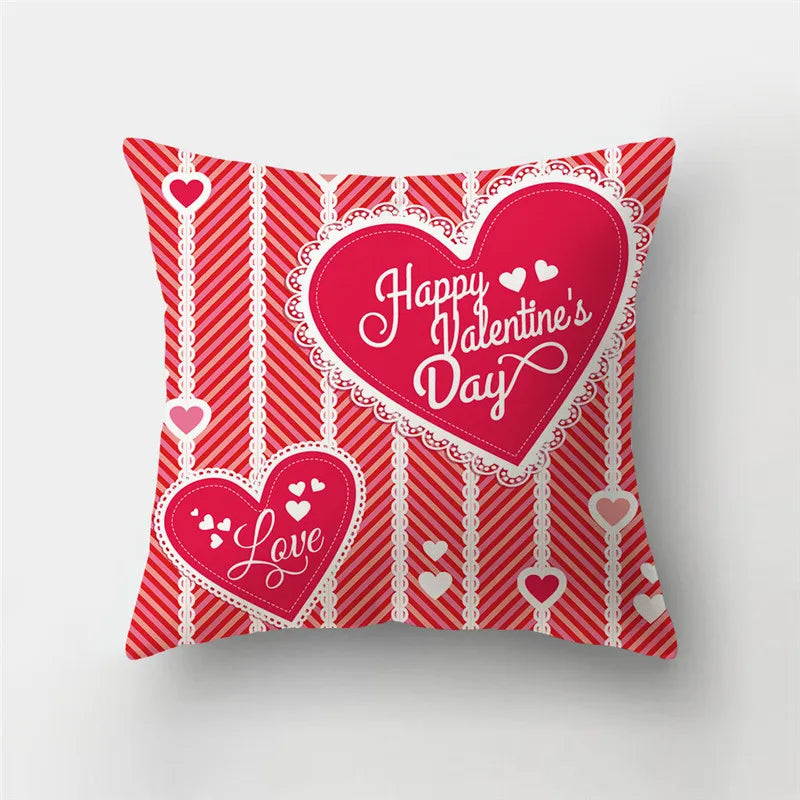 Afralia™ Love Heart Print Sofa Cushion Covers - Nordic Valentine's Day Wedding Decor Pillowcase