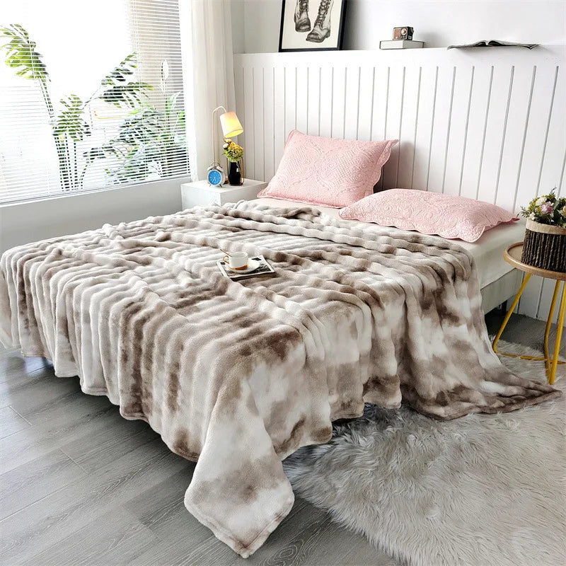 Afralia™ Cozy Gradient Bubble Fleece Throw Blanket, Plush All-Season Nap Blanket