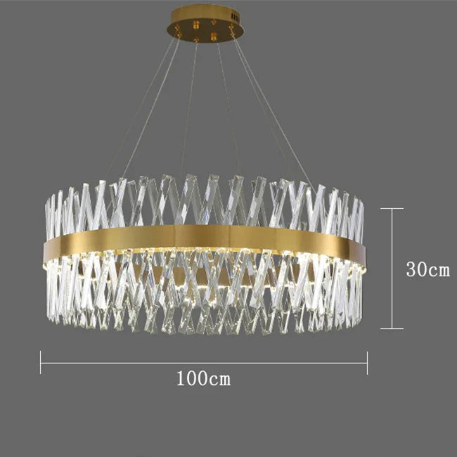 Afralia™ Modern Gold K9 Crystal Ceiling Chandelier for Living Dining Kitchen