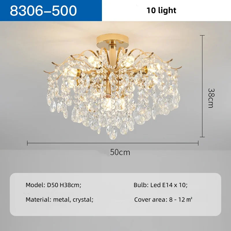 Afralia™ K9 Crystal Gold Chandelier Ceiling Light | Bedroom Home Decor LED Ceiling Lamp