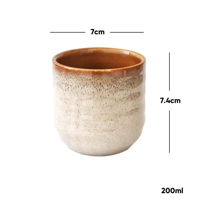 Afralia™ Japanese Style Ceramic Tea Cup Porcelain Drinkware Mug - 1pc